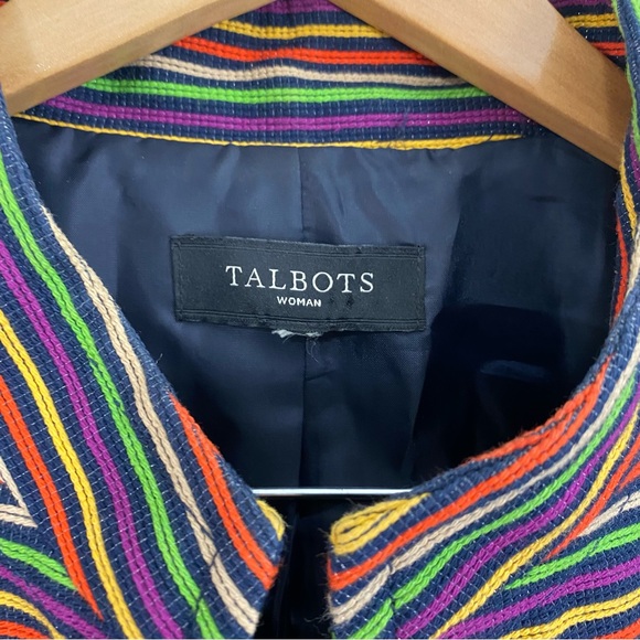 Talbots Rainbow Striped Blazer Button Up Jacket Women’s Size‎ Large - Picture 3 of 8